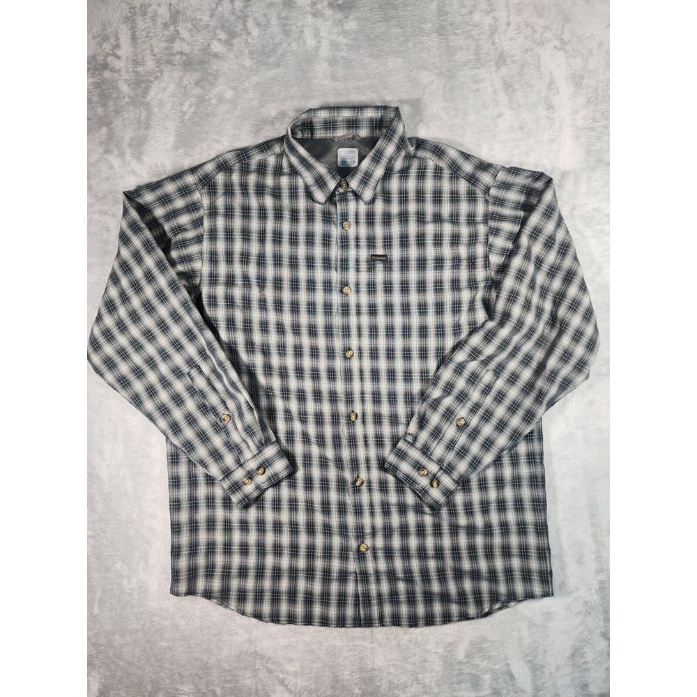 Columbia‎ Button Up Shirt Mens Large Check Plaid Long Sleeve